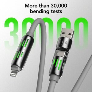 Universal 4-in-1 Multi USB Charging Cable with USB A,Type C,Lightning-MAX 240W Fast Charging&Data Sync for iPhone&Samsung Efficient Electronic Smartphone Cellphone