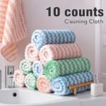 10 Counts Microfiber Cleaning Cloth, Super Soft Absorbent Dish Towels Rags Cloths for Washing Dishes and Kitchen Drying Cleaning House Keeping, Random Color